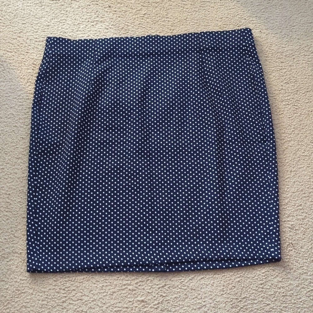Talbots Navy & White Polka Dot Pull On Pencil Skirt Business Professional Sz 26